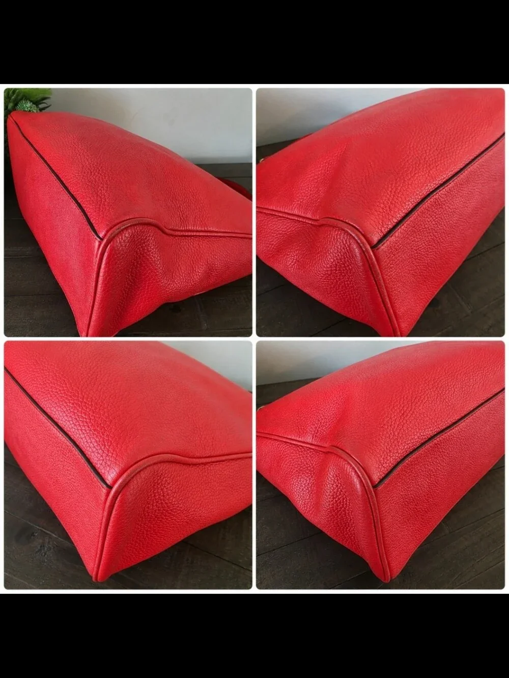 Tory Burch Carter Slouchy Hobo Poppy Red Pebbled Leather Chain Shoulder Bag